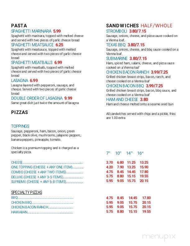 Austin Pizza King - Austin , IN menu_pic