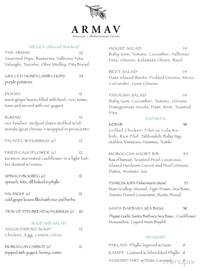 Armav - Los Angeles, CA menu_pic