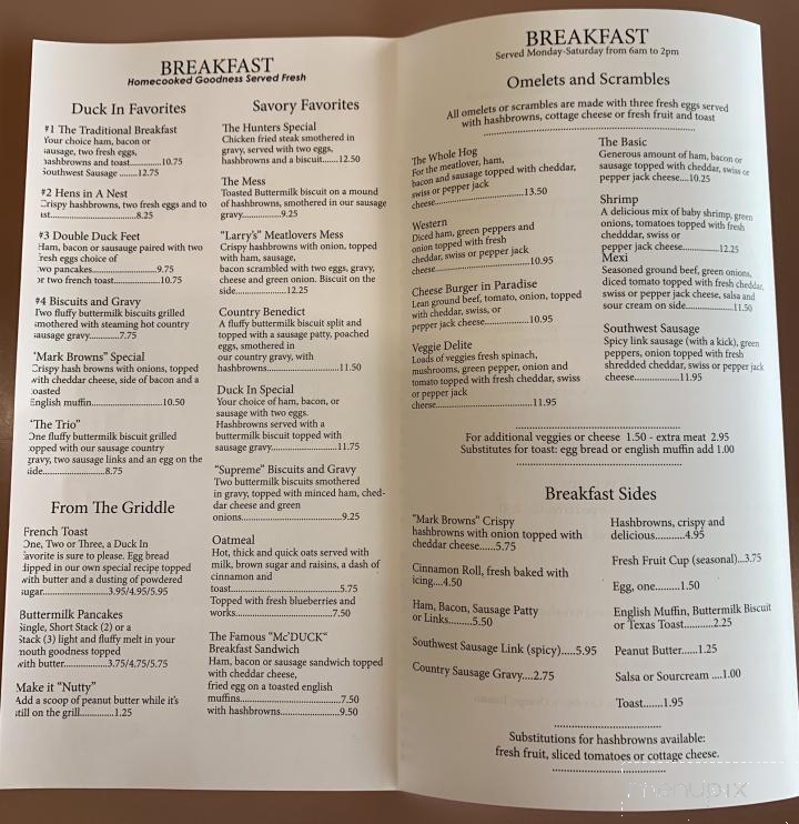 Duck In Cafe - Stanwood, WA menu_pic