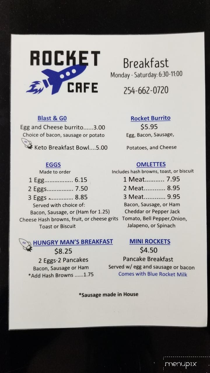 Rocket Cafe - Robinson, TX menu_pic