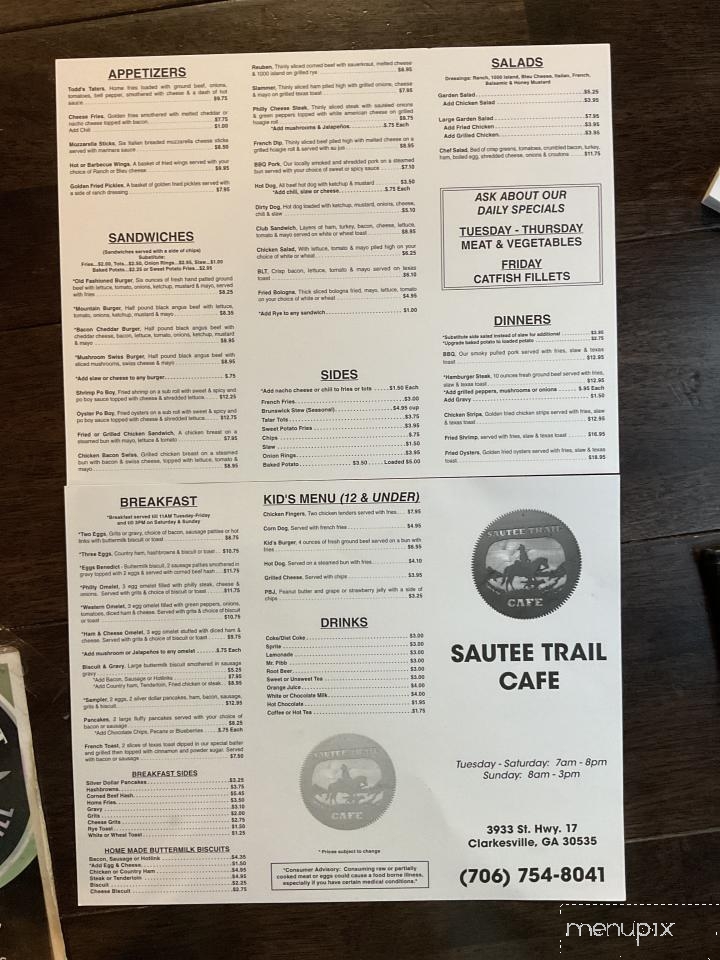 Sautee Trail Cafe - Clarkesville, GA menu_pic