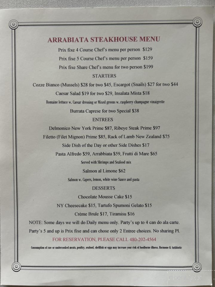 Arrabiata Restaurant - Ivins, UT menu_pic