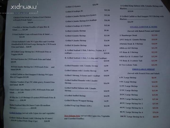 Texas Seafood & Steak House - Somerville, TX menu_pic