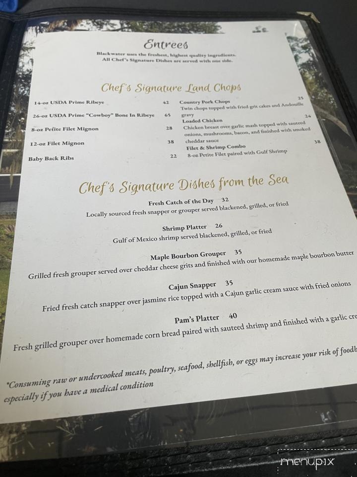Blackwater Restaurant - Yankeetown, FL menu_pic