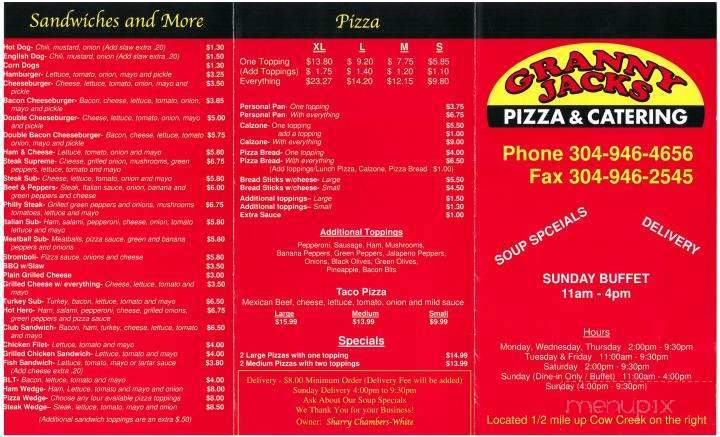 Granny Jack's - Omar, WV menu_pic