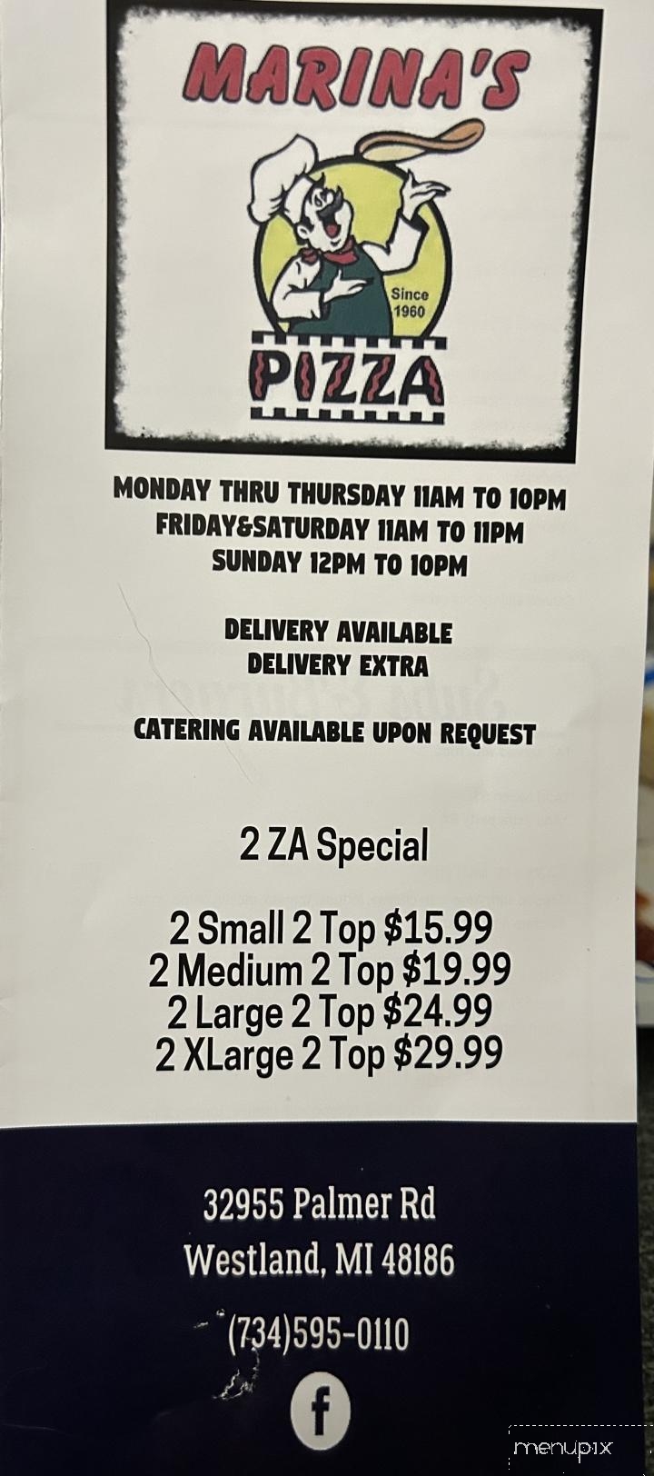 Marina's Pizza - Westland, MI menu_pic