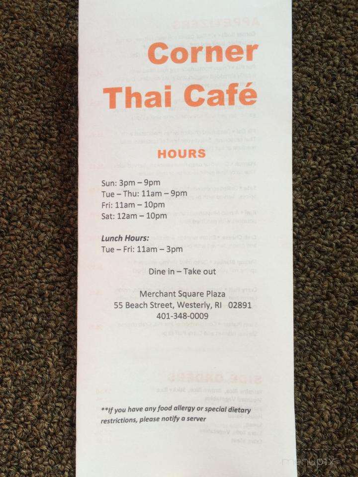 Corner Thai Cafe - Westerly, RI menu_pic