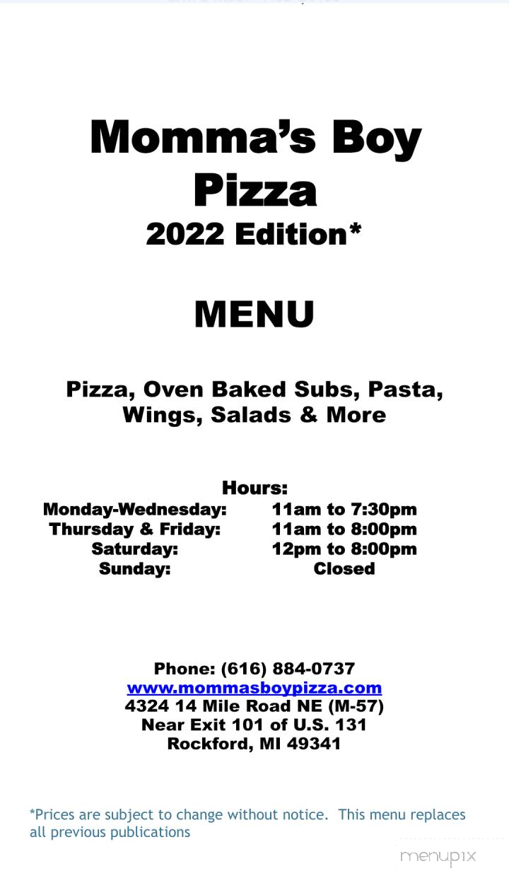Momma's Boy - Rockford, MI menu_pic