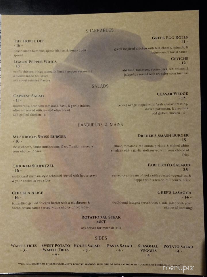 Dreher's Cocktail Bar & Restaurant - Cullman, AL menu_pic