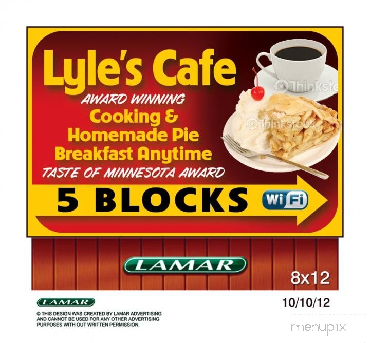 Lyle's Cafe - Winthrop, MN menu_pic