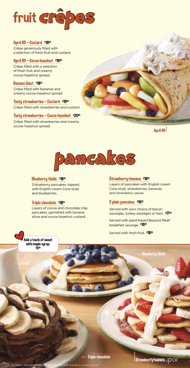 Cora Breakfast & Lunch - Calgary, AB menu_pic