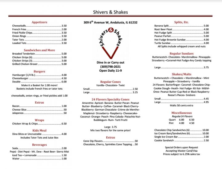 Shivers & Shakes - Andalusia, IL