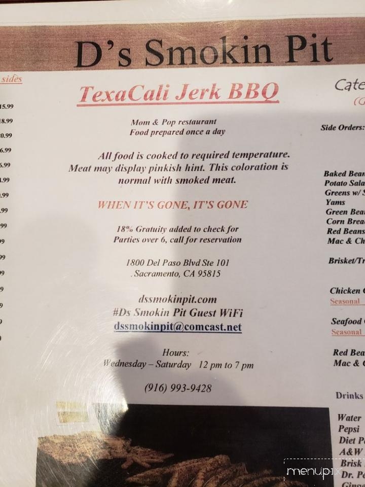 D's Smokin Pit - Sacramento, CA menu_pic