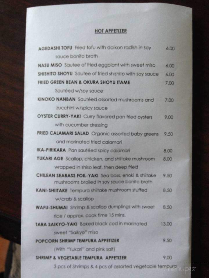 Kabosu Sushi - Toluca lake, CA menu_pic