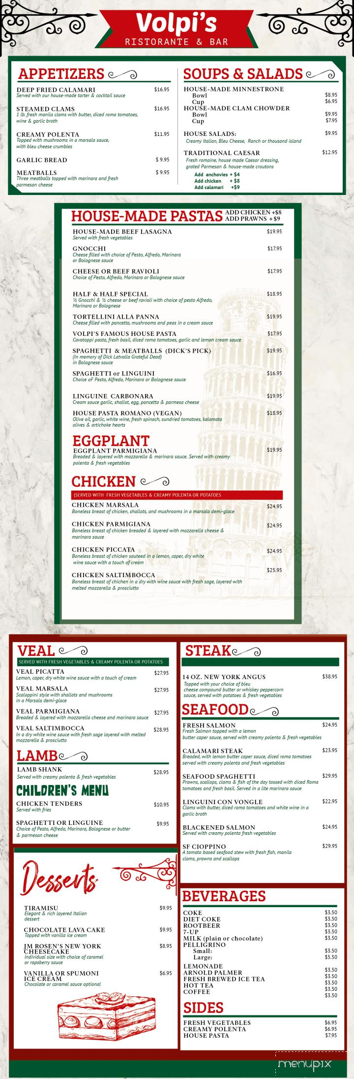 Volpi's Ristorante & Bar - Petaluma, CA menu_pic