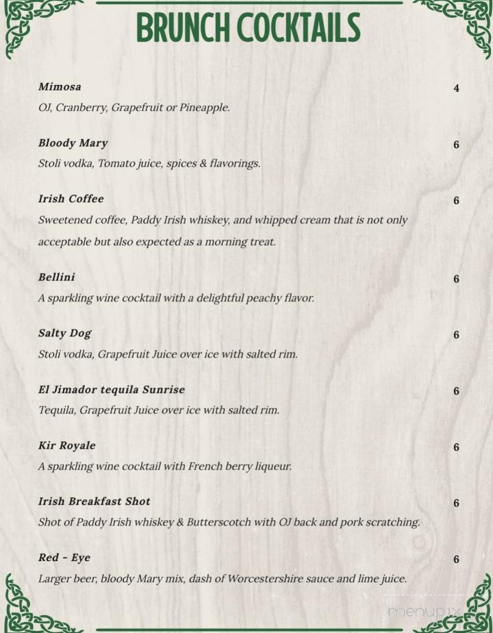 Molly Malone's Irish Pub & Restaurant - Covington, KY menu_pic
