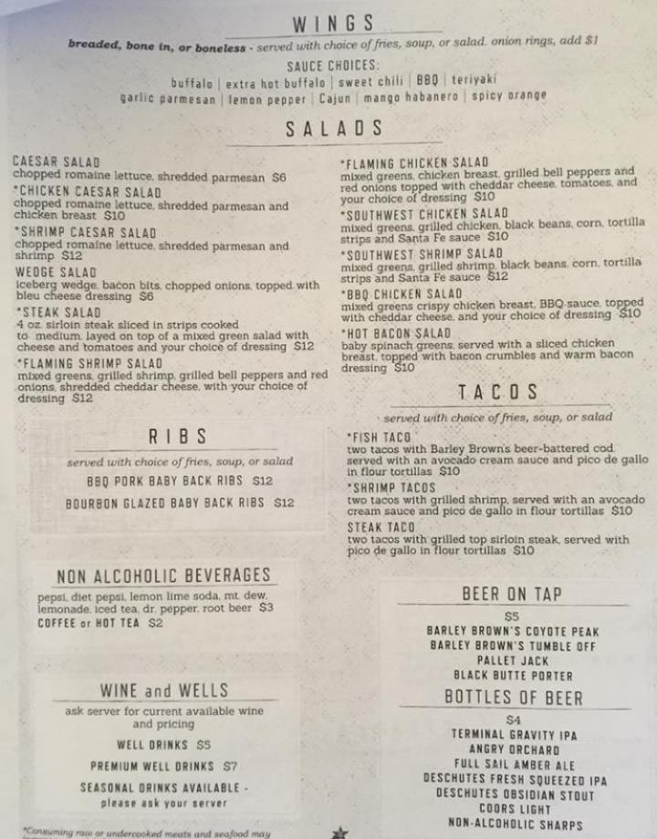 Eagle Cap Grill - Baker City, OR menu_pic