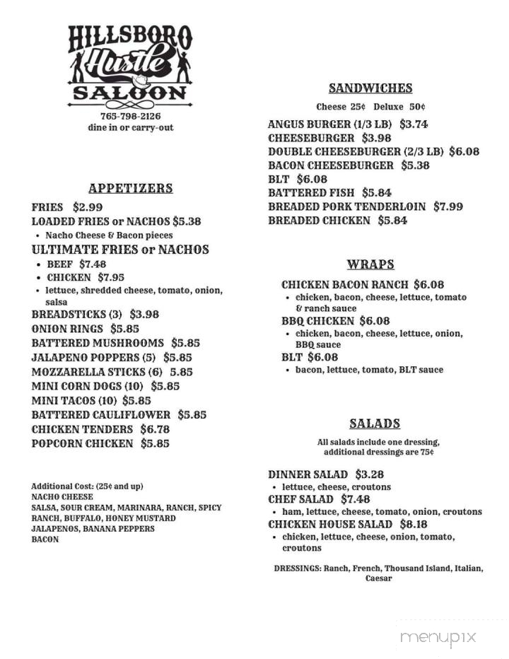 Hillsboro Hustle Saloon - Hillsboro, IN menu_pic