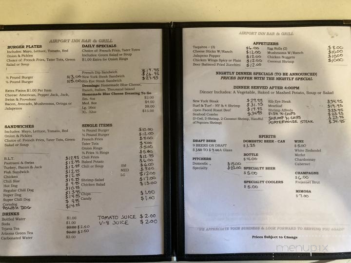 Airport Inn Bar & Grill - Mariposa, CA menu_pic