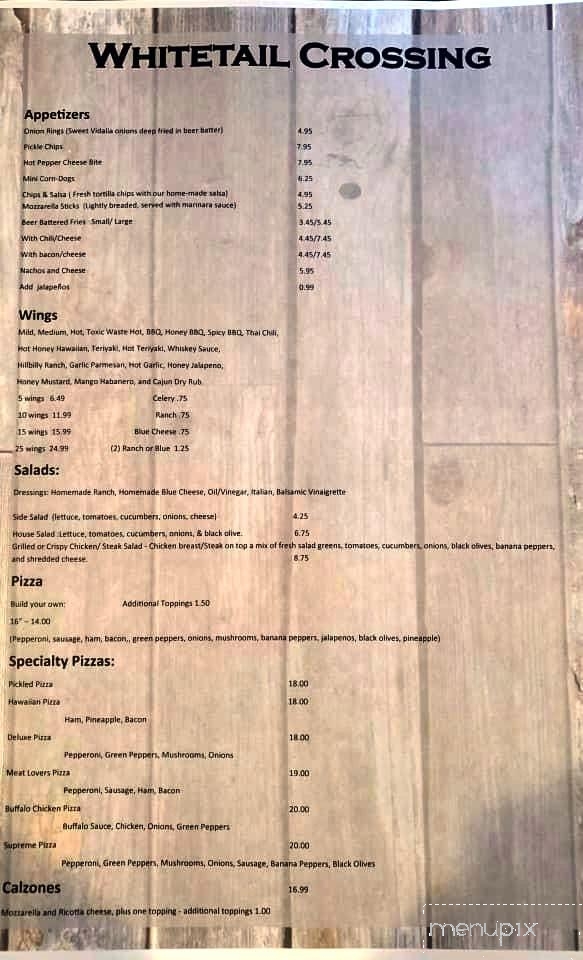Whitetail Crossing - Morgantown, WV menu_pic