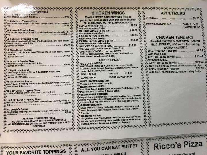 Ricco's Pizza - Reno, NV menu_pic