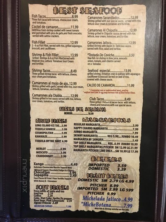 Los Charros - Petal, MS menu_pic