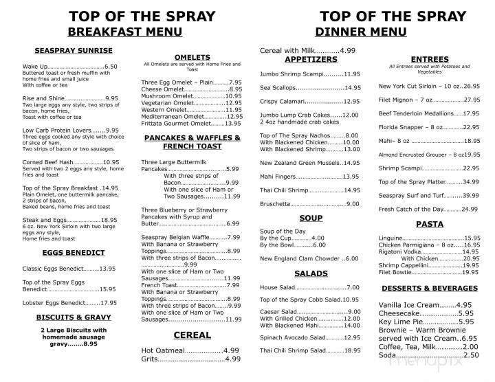 Top Of The Spray Restaurant - Riviera Beach, FL menu_pic