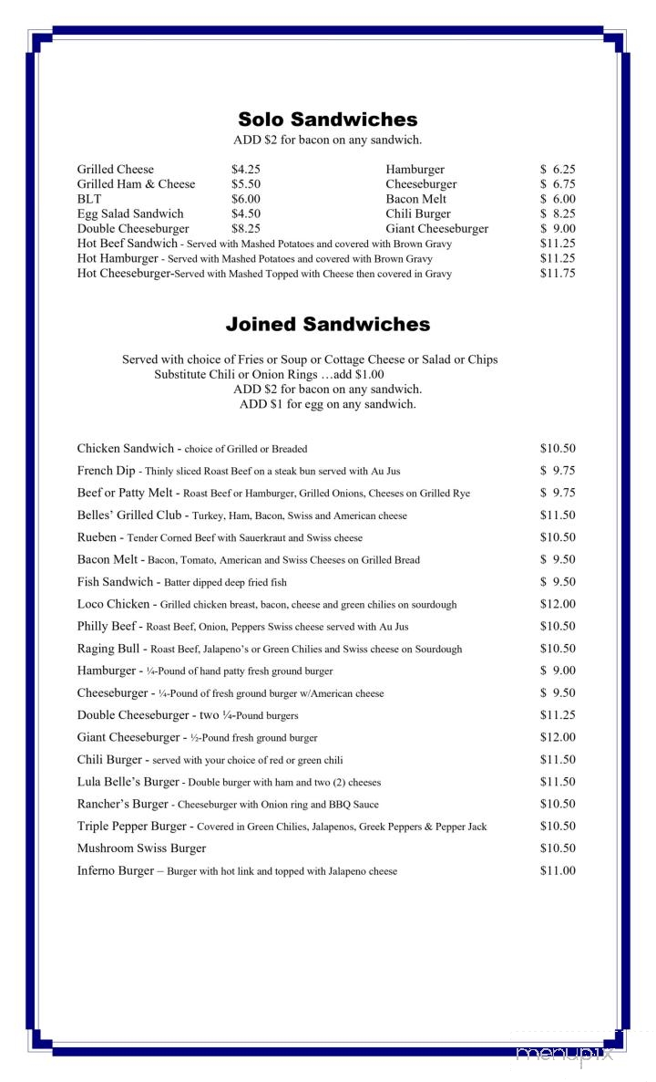 Lula Belle Cafe - Gillette, WY menu_pic