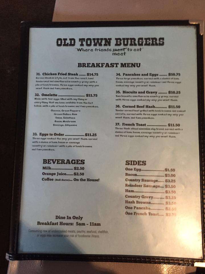 Old Town Burgers - Valdez, AK menu_pic
