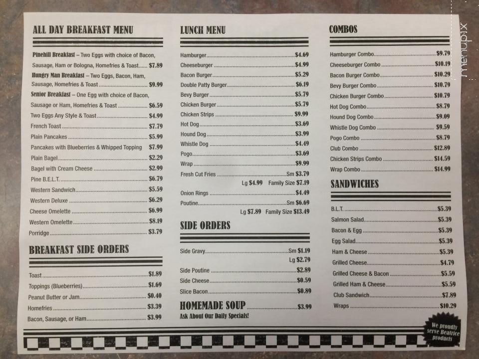 Pine Hill Coffee Shop - North Bay, ON menu_pic
