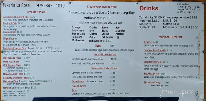 Takeria La Rosa - West Columbia, TX menu_pic