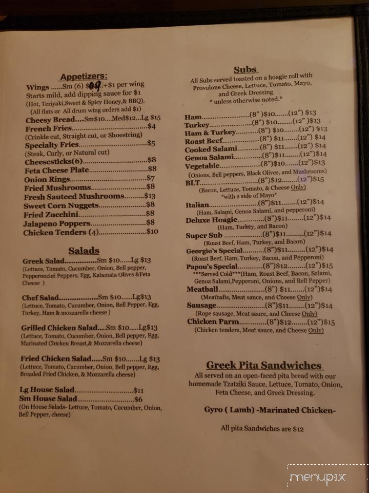 Georgio's Restaurant & Pizza - Manning, SC menu_pic