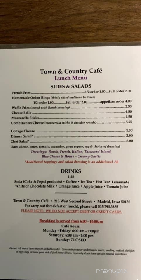 Town & Country Cafe - Madrid, IA