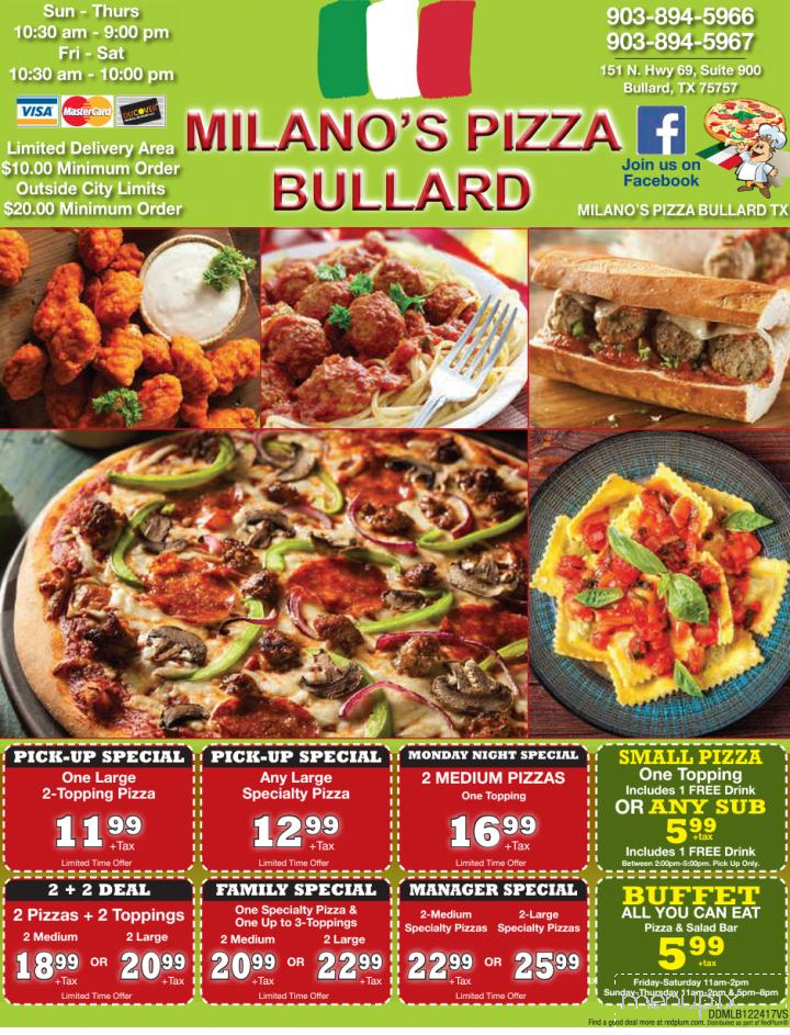 Milano's Pizza - Bullard, TX menu_pic