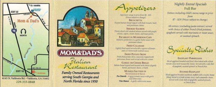 Mom & Dad's Italian Restaurant - Valdosta, GA menu_pic