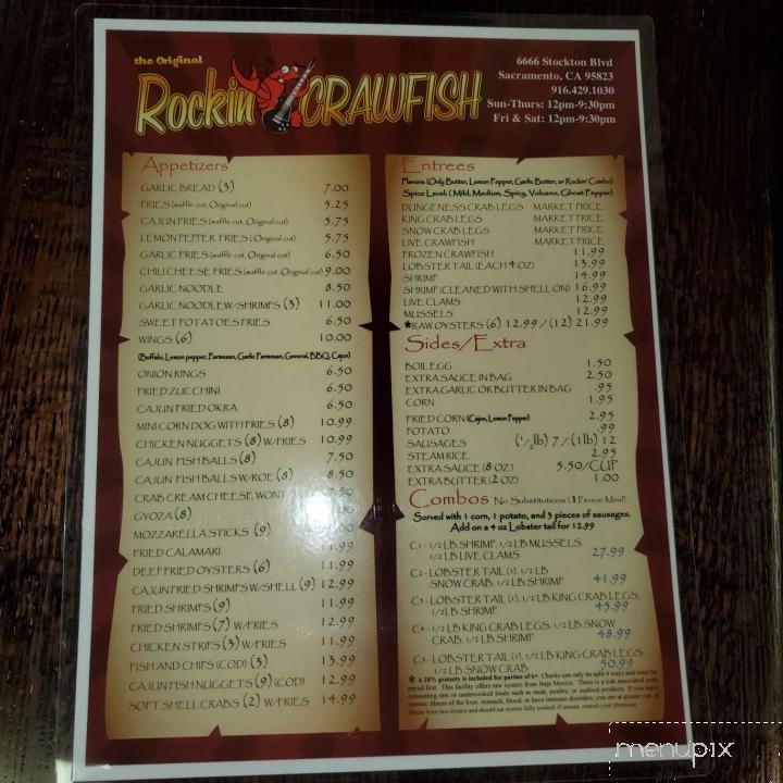 Rockin' Crawfish - Sacramento, CA menu_pic