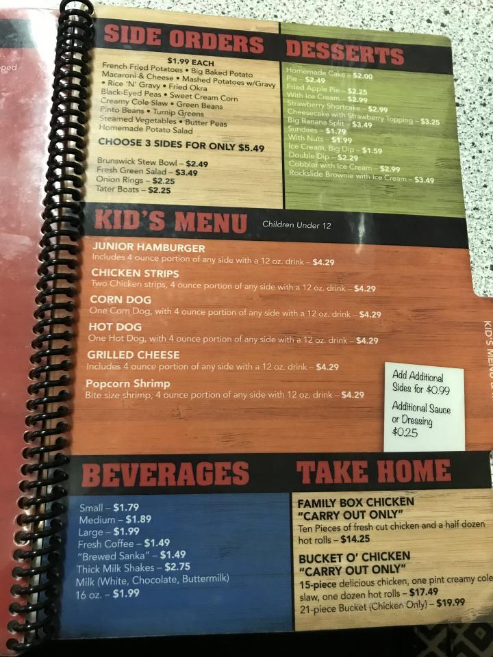 Bell's Drive-In Restaurant - Toccoa, GA menu_pic