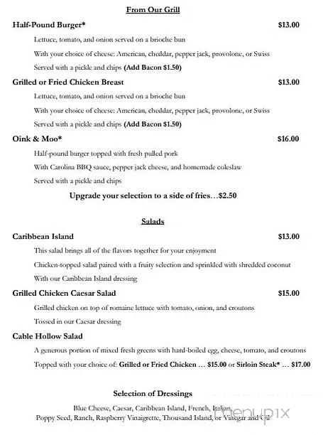 Cable Hollow Golf Course - Russell, PA menu_pic