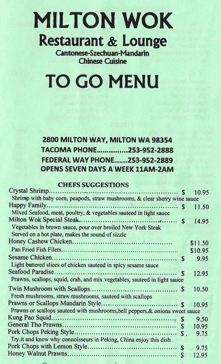 Milton Wok - Milton, WA menu_pic