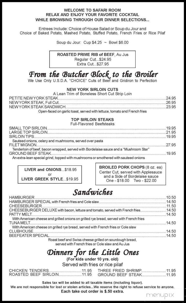 Safari Room - Mission Hills, CA menu_pic
