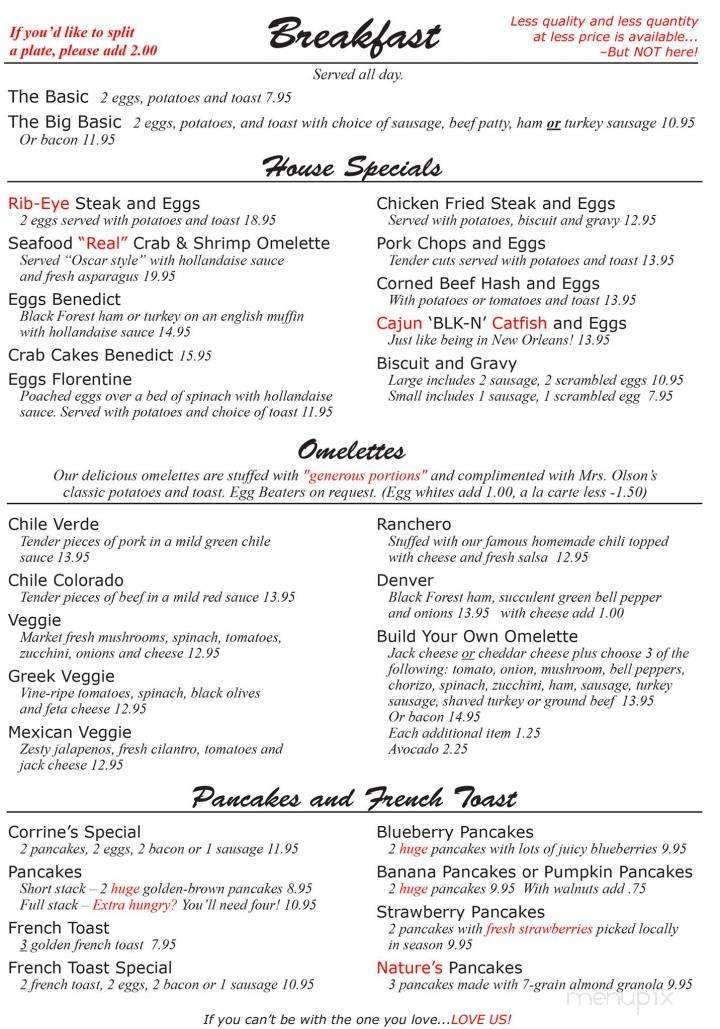 Mrs Olson's Coffee Hut - Oxnard, CA menu_pic