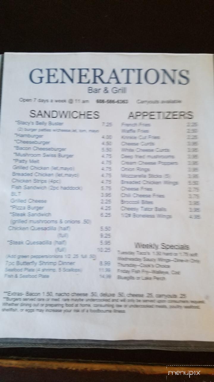 Generations - Oxford, WI menu_pic