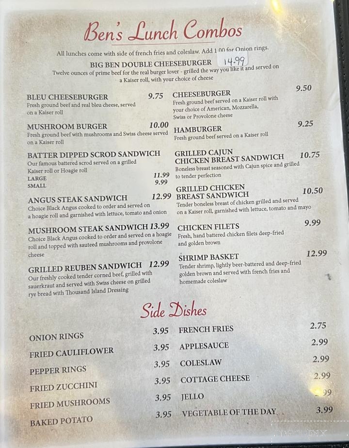 Ben's Restaurant & Bar - Berlin Center, OH menu_pic