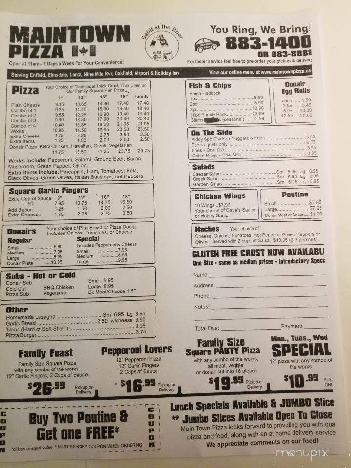 Main Town Pizza - Enfield, NS menu_pic