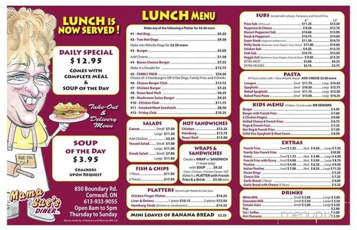 Mama Sue's Diner - Cornwall, ON menu_pic
