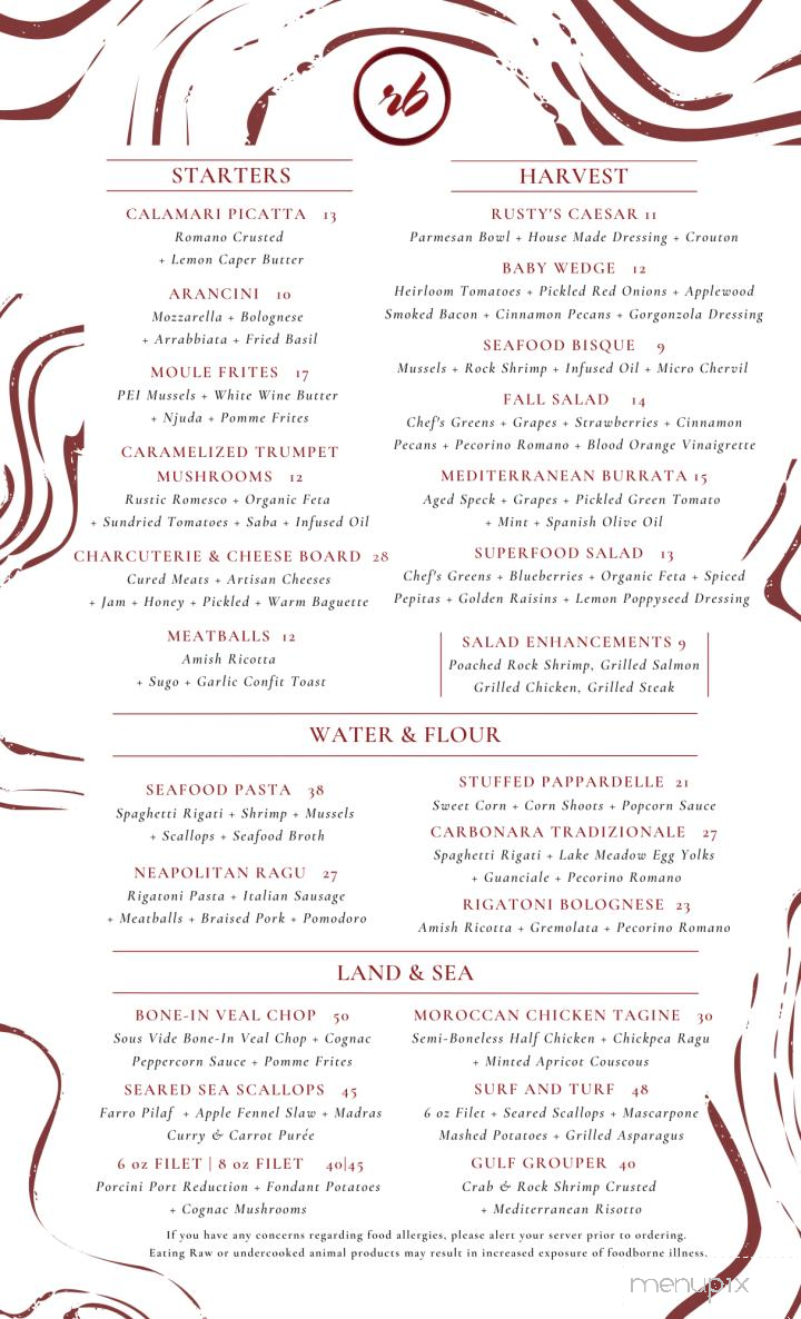 Rusty's Bistro at the Sheraton Hotel - Clearwater, FL menu_pic