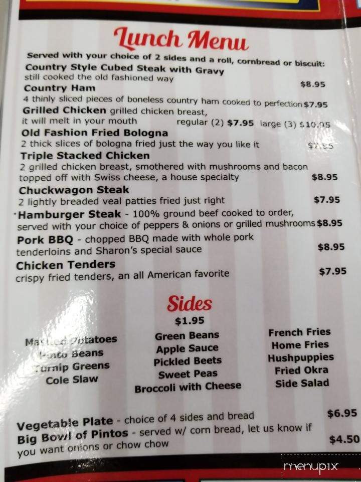 Sharon's Cafe - Marion, NC menu_pic