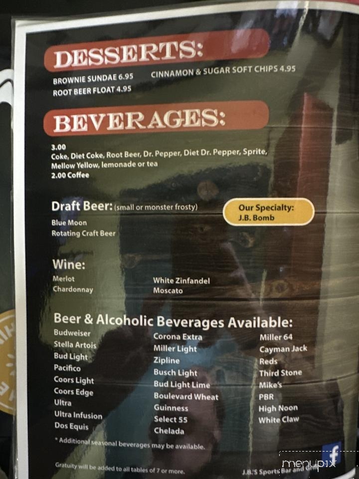 J.B.'s Sports Bar and Grill - Holdrege, NE menu_pic