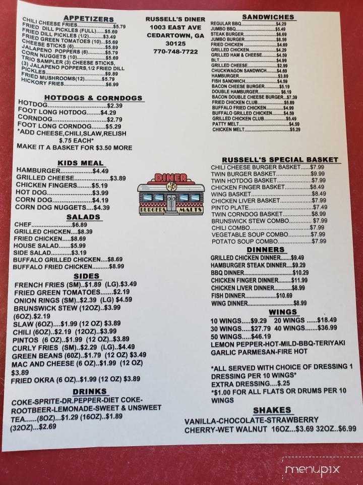 Russell's - Cedartown, GA menu_pic