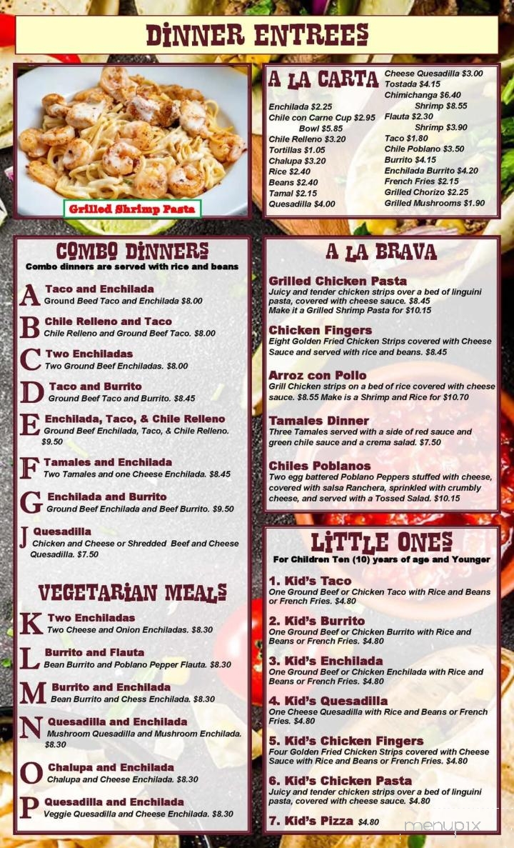 La Fiesta Brava Mexican Restaurant - West Point, MS menu_pic